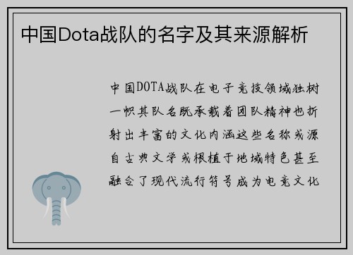 中国Dota战队的名字及其来源解析